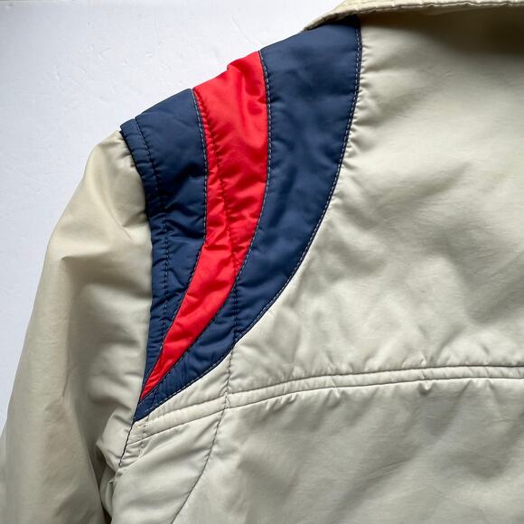 True Vintage 70s Snuggler Skiwear Ski Jacket Nylon Puffer Varisty Stripe Gray - Picture 5 of 16